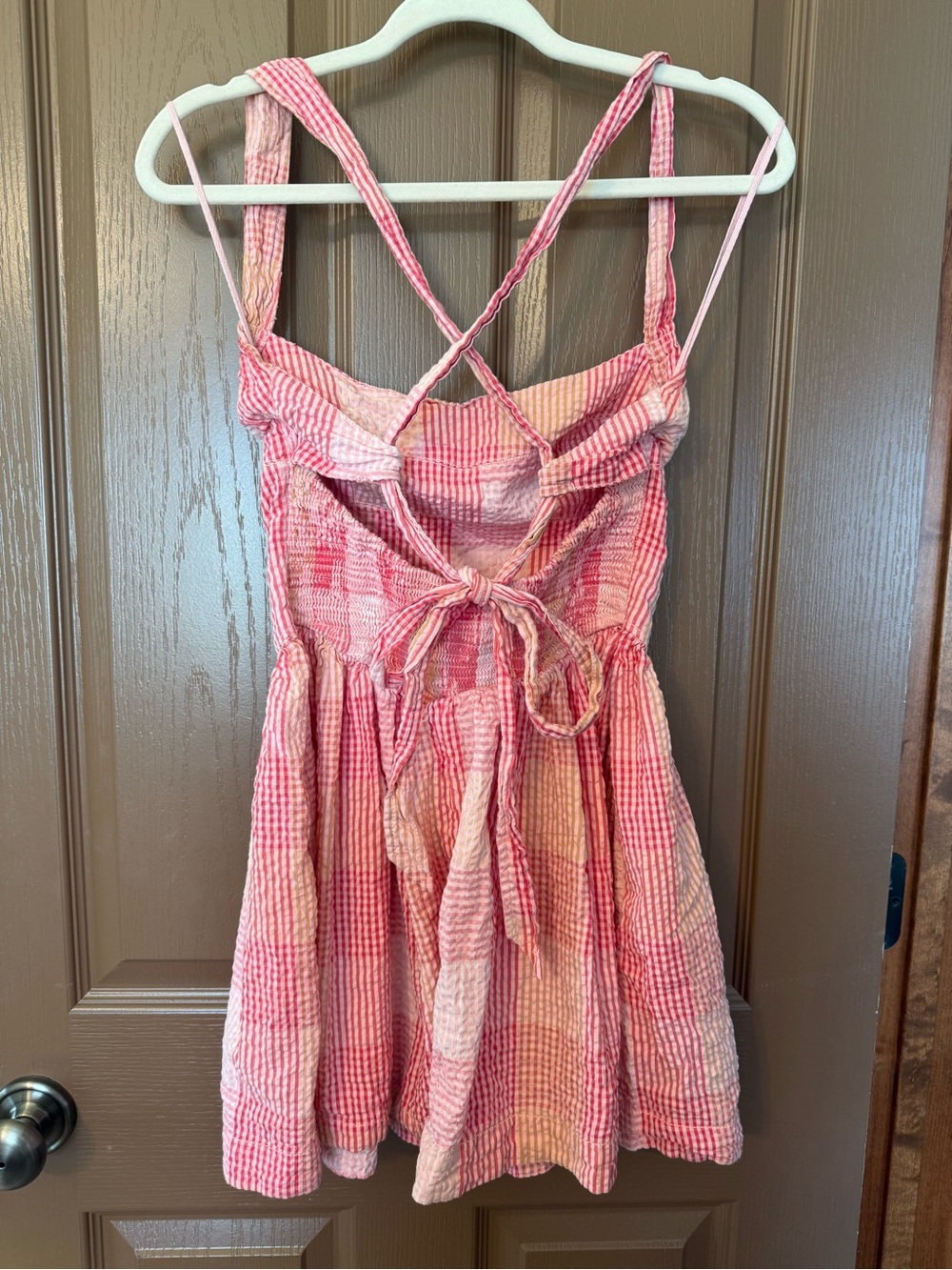 Free People Pink Patchwork Seersucker Mini Dress - Picture 3 of 3